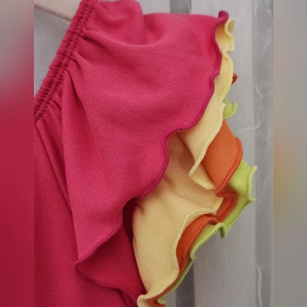 Gymboree Pink, Yellow, Orange, & Green Tiered Maxi Dress, S-7/8, EUC